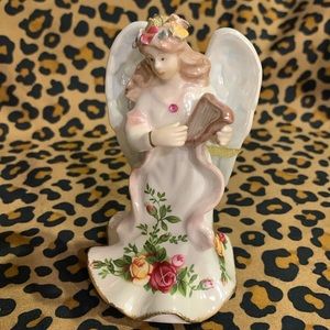 Angel and rose harp ornament